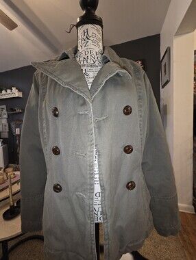 Steve & Barry's Olive Green Double-Breasted Peacoat